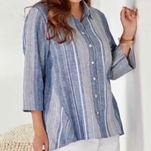 Soft surroundings livienne linen button down shirt womens size 1X